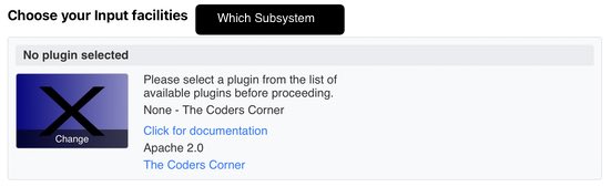 Choose plugin window - unpopulated