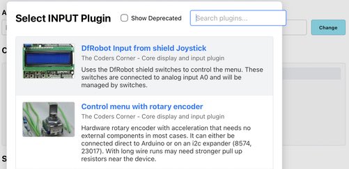 List of plugins for selection