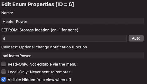 screenshot of core properties for menu item