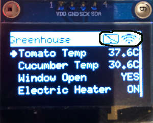 OLED display showing tcMenu with title widgets