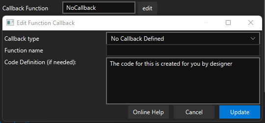 Advanced editing of the callback function parameter