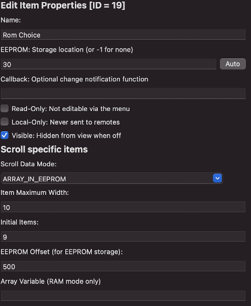 image showing the scroll choice editor