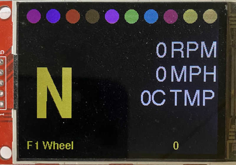 An example dashboard rendered onto a TFT ILI9431 display